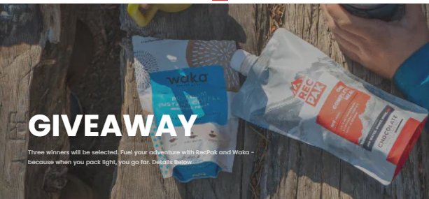 RecPak And Waka Sweepstakes – Win 1 Of 3 Epic Packages To Fuel Your Next Adventure