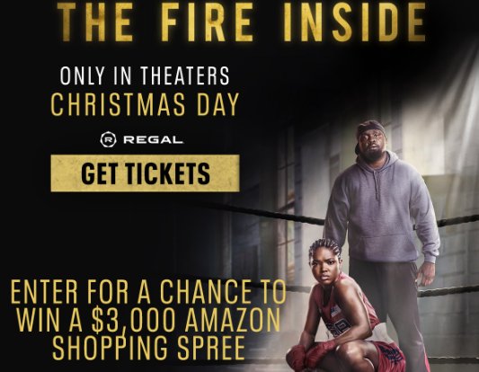 Regal Crown Club The Fire Inside Amazon Shopping Spree Sweepstakes - Win A $3,000 Amazon Gift Card