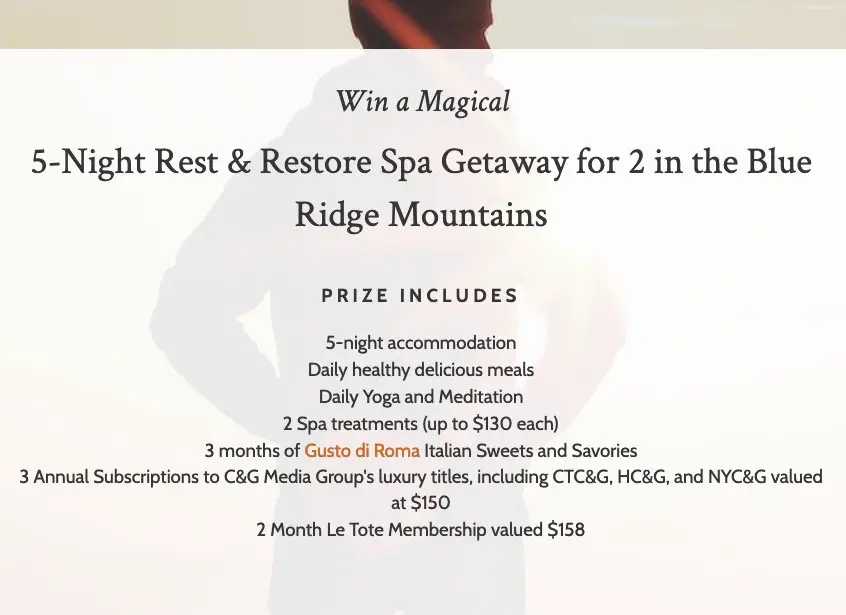 Rest & Restore Getaway Sweepstakes