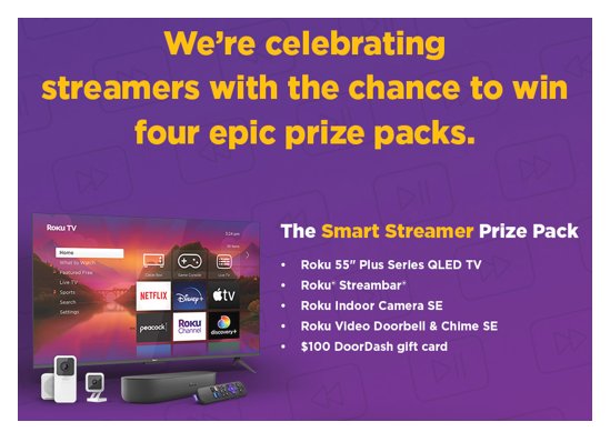 Roku Streaming Day 2023 Sweepstakes - Win A Roku 55" TV, Gift Cards And More