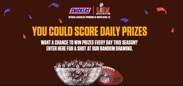 Rookie Mistake 2024 NFL Season Sweepstakes – Win Snickers, NFL Gear, Super Bowl Merchandize & More (308 Winners)