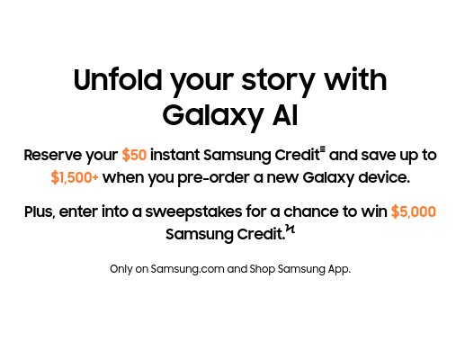 Samsung Product Reservation Sweepstakes - Win A $5,000 Samsung Gift Card