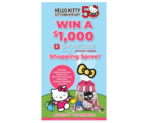 Sanrio Hello Kitty 50th Anniversary: Win a $1,000 Shopping Spree - Win A Showcase Gift Card