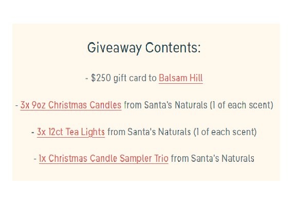 Santa’s Naturals Christmas Countdown Giveaway - Win A $250 Balsam Hill Gift Card & More