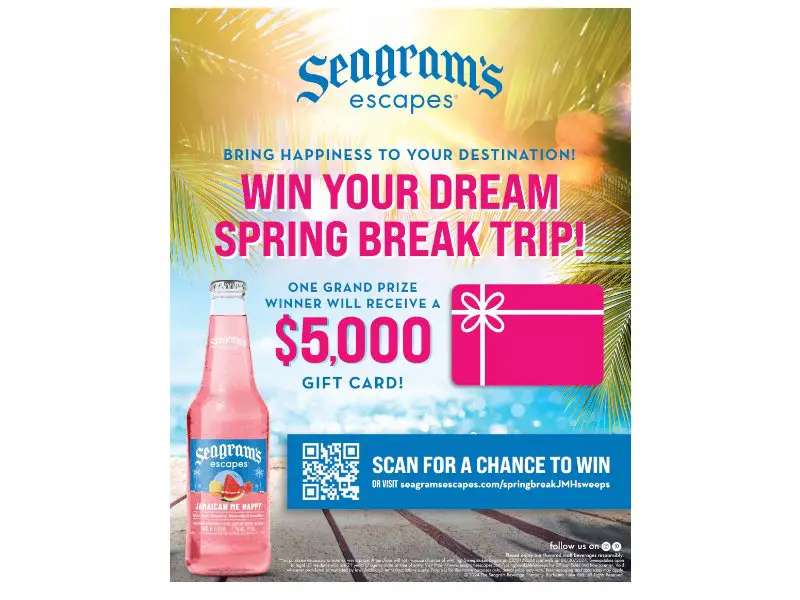 Seagram's Escapes Spring Break Sweeps - Win A $5,000 Gift Card For Your Dream Spring Break Getaway