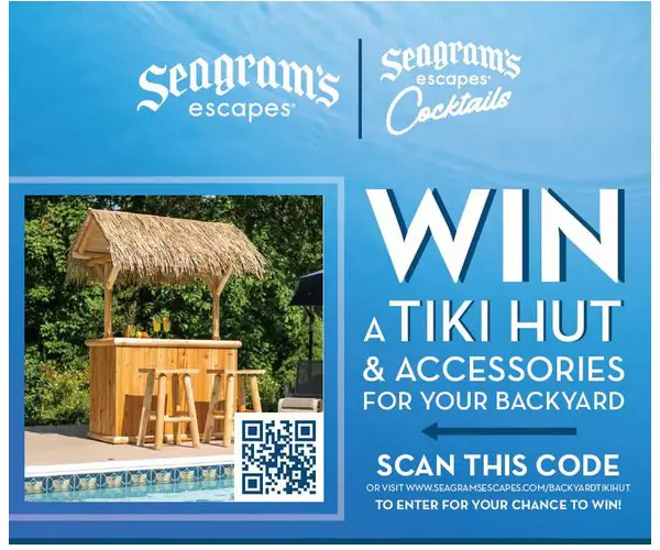 Seagram’s Escapes Win a Tiki Hut for your Backyard Sweepstakes - Win A Tiki Hut And Two Stools (25 Winners)