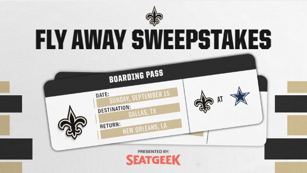 SeatGeek Saints Fly Away Sweepstakes – Win An Away Trip With The Saints