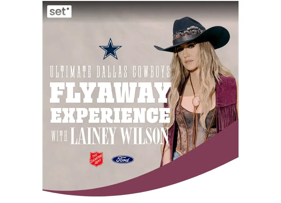 SET.Fan Lainey Wilson Cowboys Experience Sweepstakes - Win A Trip For 2 To The Dallas Cowboys Thanksgiving Game & More