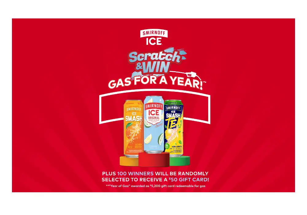 Smirnoff Ice/Smash Scratch For Gas Sweepstakes - Win A Gift Card Worth Up To $5,200