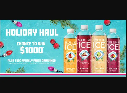 Sparkling Ice Holiday Haul Sweepstakes – Win $1,000 Or $100 Gift Card (14 Winners)