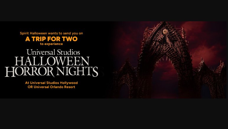 Spirit Halloween Universal Studios Halloween Horror Nights Sweepstakes - Win A Trip For 2 To Halloween Horror Nights At Universal Studios