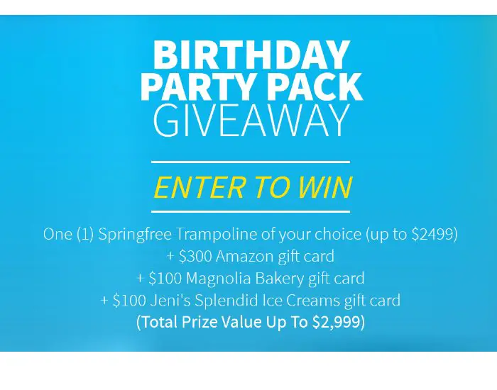 Springfree Trampoline Birthday Party Pack Giveaway - Win A $300 Amazon Gift Card, $2,500 Trampoline & More