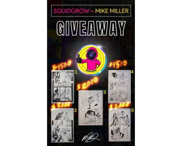 SquidGrow X Mike Miller Squid Bro's Collection Giveaway #2 - Win A Signed, Original DC Artwork By Mike Miller (5 Winners)