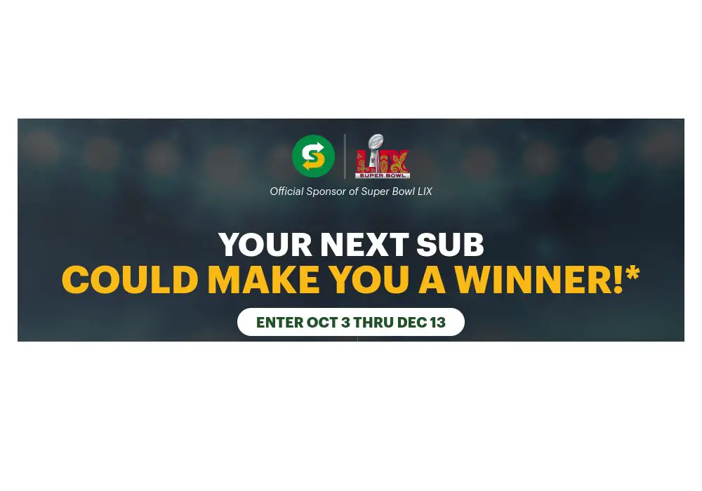 Subway MVP Rewards Footlong Season Promotion - Win A Trip For 2 To Super Bowl LIX & More