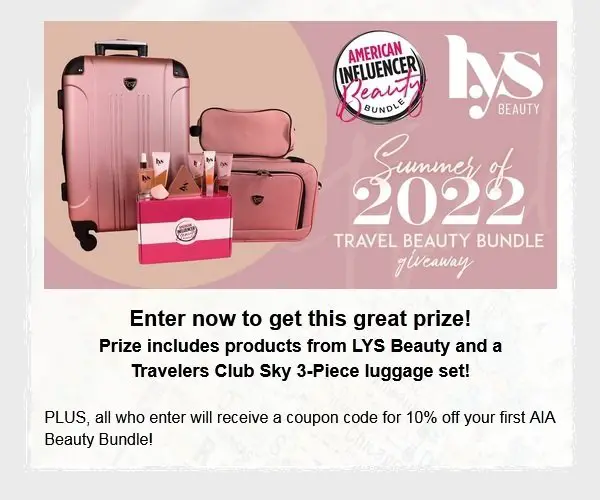 Summer of 2022 Travel Beauty Bundle Giveaway - Win a Three Piece Luggage and Beauty Products