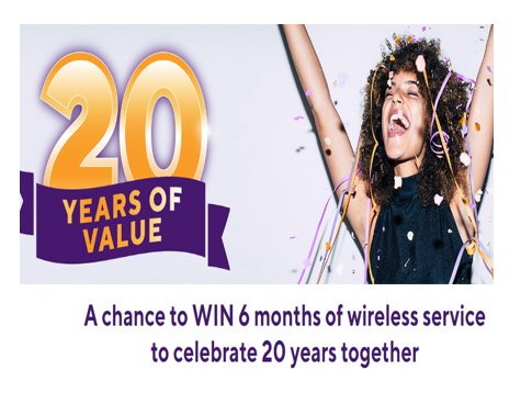 T-Mobile Metro 20th Anniversary Sweepstakes - Win 6 Months Of Free Wireless Service (500 Winners)