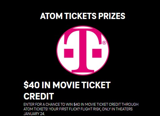 T-Mobile Tuesdays Sweepstakes - Win $40 In Movie Tickets {125 Winners)