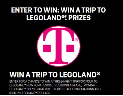 T-Mobile Tuesdays Sweepstakes - Win A $7,000 Trip For 4 To LEGOLAND, New York