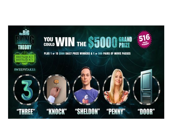 The Big Bang Theory Beetlejuice Beetlejuice Sweepstakes - Win $5,000 Or Other Prizes