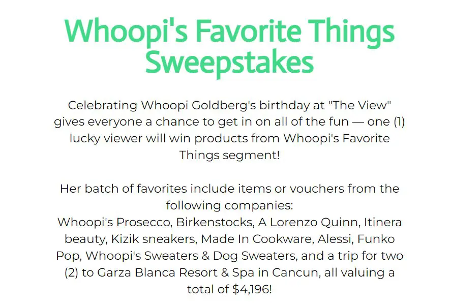 The View Whoopi's Favorite Things Sweepstakes - Win A Trip For 2 To Garza Blanca Resort & Spa In Cancun & More