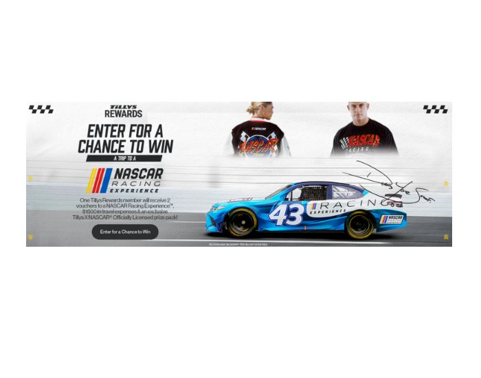 Tillys NASCAR Racing Experience 2 - Win A NASCAR Racing Experience For 2