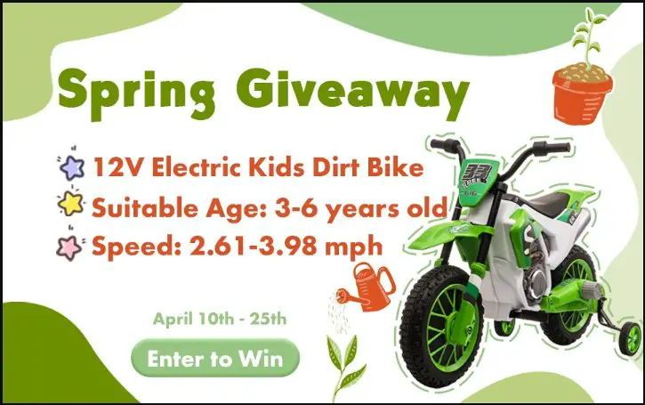 Tobbi Spring Giveaway – Win A 12V Electric Kids Dirt Bike