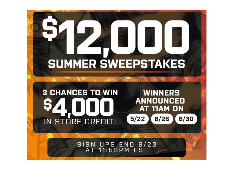 Turn 5 $12,000 Summer Sweepstakes - Win A $4,000 Credit To AmericanMuscle.com, AmericanTrucks.com, Or ExtremeTerrain.com