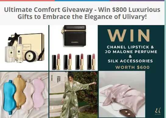 Ulivary Ultimate Comfort Giveaway - Luxurious Gifts Up For Grabs (10 Winners)