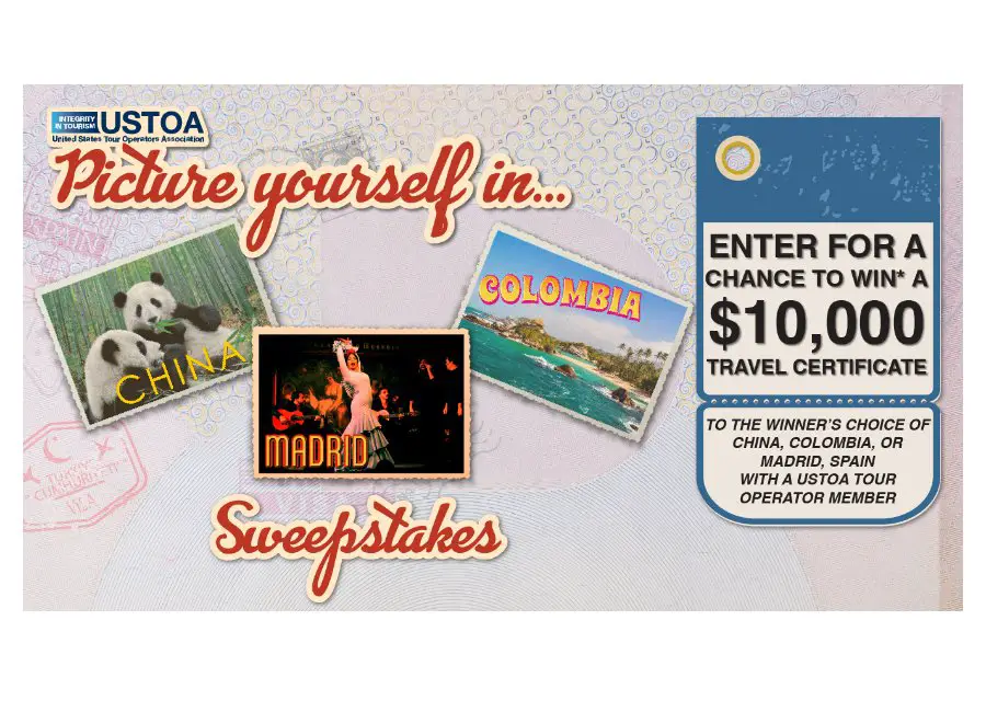 USTOA Picture Yourself In…Sweepstakes - Win A $10,000 Travel Certificate