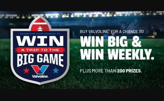 Valvoline Big Game Giveaway –  Win The Ultimate Trip To The Super Bowl