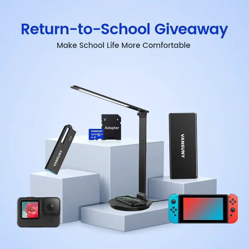 Vansuny Return To School Giveaway - Win An LED Desk Lamp + 500G Hard Drive & More