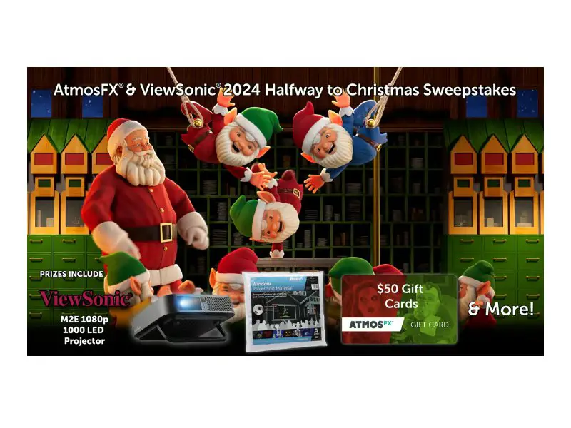 ViewSonic & AtmosFX 2024 Halfway To Christmas Sweepstakes - Win A ViewSonic Projector & More