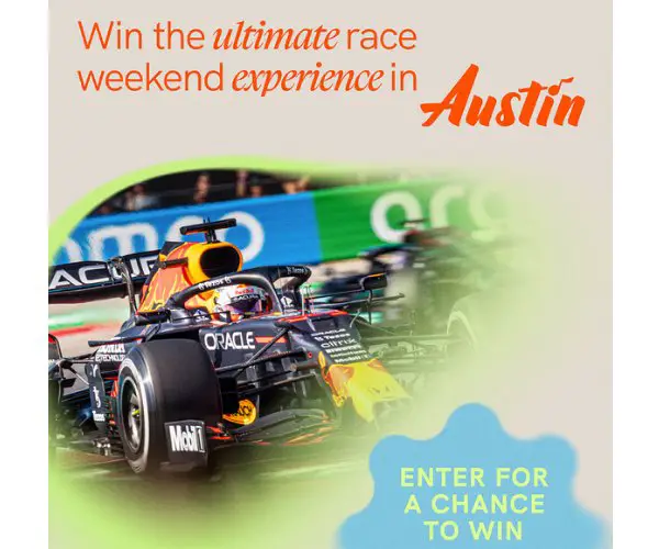 Visit Austin’s Summer Flyaway Sweepstakes 2023 - Win A Trip For Two To The Formula 1 Lenovo United States Grand Prix