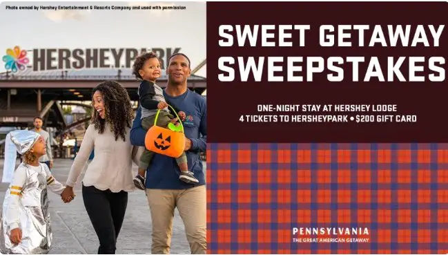 Visit Pennsylvania Sweet Getaway Sweepstakes – Win A Trip For 4 To The Hersheypark Amusement Park In Hershey