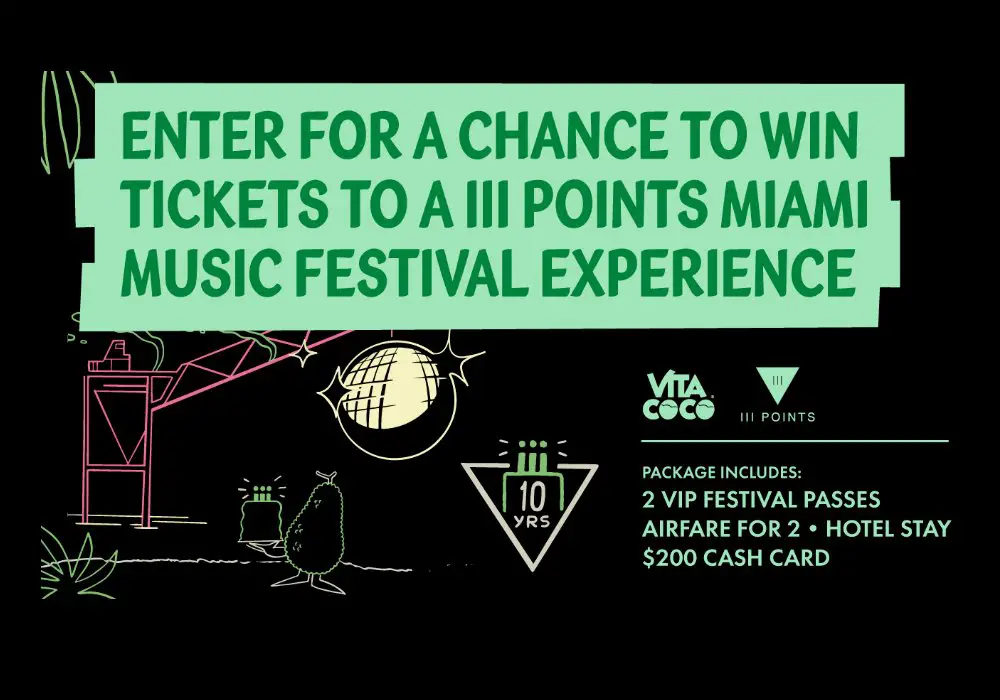 Vita Coco VIP Rock Flight Sweepstakes - Win A Trip For 2 To Miami For The III Points Music Festival