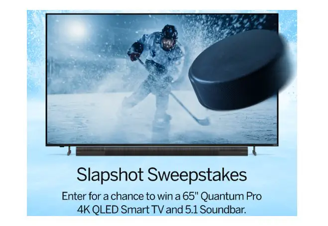 VIZIO Slapshot Sweepstakes - Win 65″ 4K Vizio Smart TV + Sound Bar