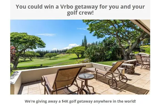 Vrbo GOLF GETAWAY Sweepstakes - Win Up to $4,000 Travel Allowance