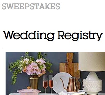 Wedding Registry Sweepstakes