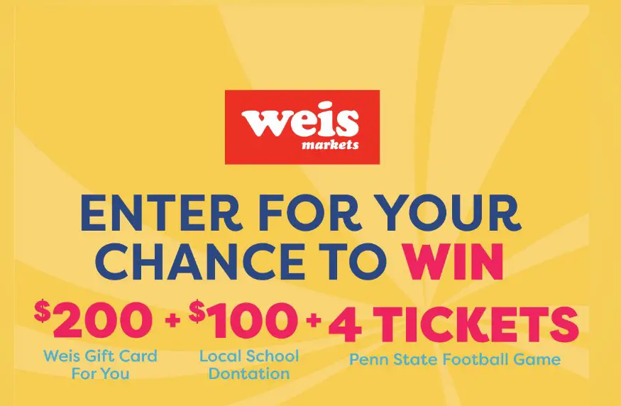 Weis Market GM September Sweepstakes - Win A $200 Weis Markets Gift Card, $100 School Donation & More (12 Winners)