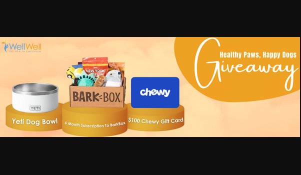 Well Well Healthy Paws, Happy Dogs Giveaway – Win A Yeti Dog Bowl, $100 Gift Card To Chewy & More