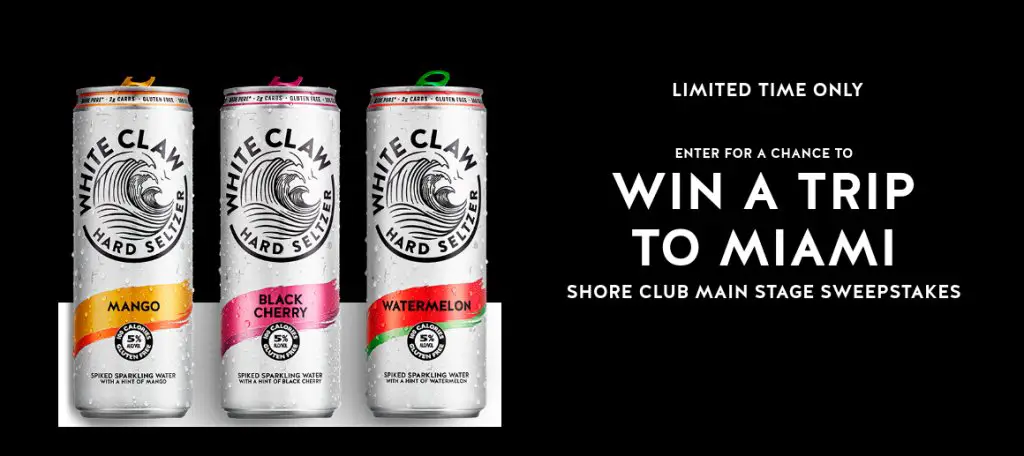 White Claw Hard Seltzer Shore Club Mainstage Sweepstakes - Win A Trip For 2 To An International Art Fair In Miami