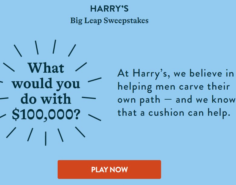 Win $100,000 In The Harry's The Big Leap Sweepstakes