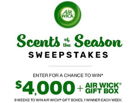 Win $4,000 Cash + $91 Air Wick Gift Box In The HGTV Scents Of The Season Sweepstakes