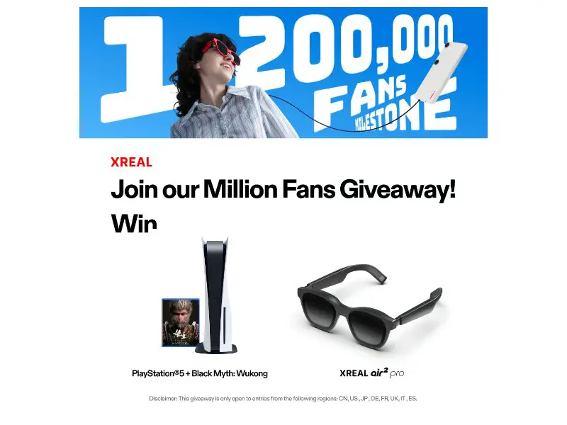 XREAL Million Milestone Giveaway - Win A PlayStation 5 Console Or AR Glasses