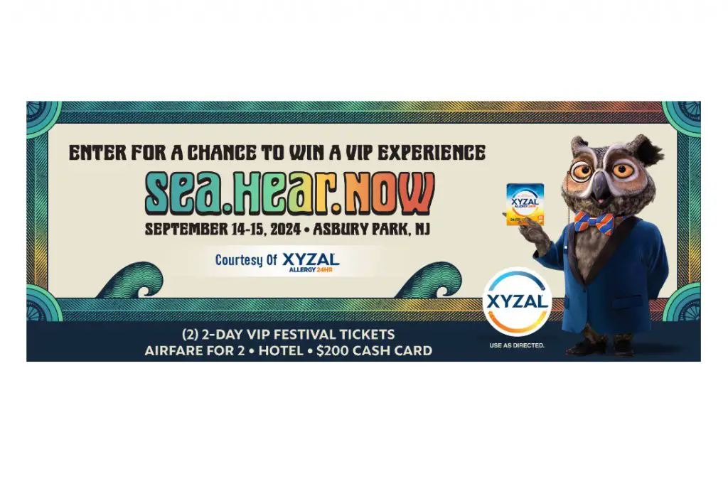 Xyzal New Jersey VIP Sweepstakes 2024 - Win A Trip For 2 To Sea.Hear.Now Festival