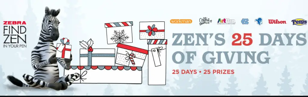 Zebra Pen 25 Days Of Giving Sweepstakes - Win Free Zebra Pen Branded Products, Chocolates, Snack Packs, And More (25 Winners)