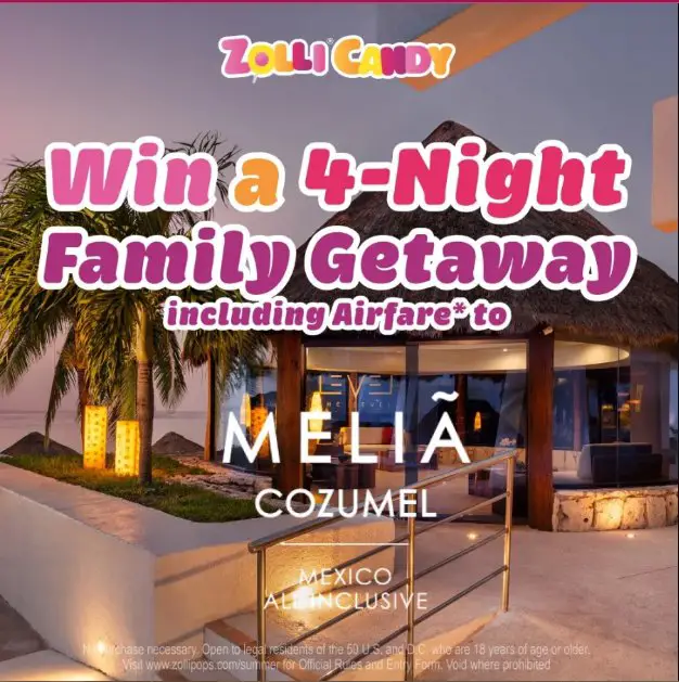 Zolli Candy Endless Summer Sweepstakes – Win A $4,800 Family Getaway To Melia Cozumel, Mexico